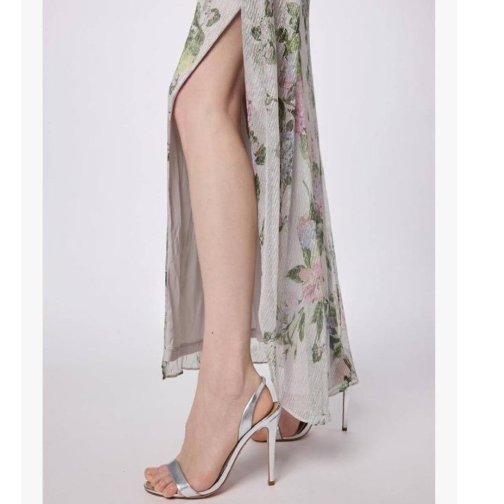 Adrianna Papell Metallic Floral Maxi Dress Shimmer Gown WOMEN 8 LIGHTWEIGHT MESH - Picture 16 of 16